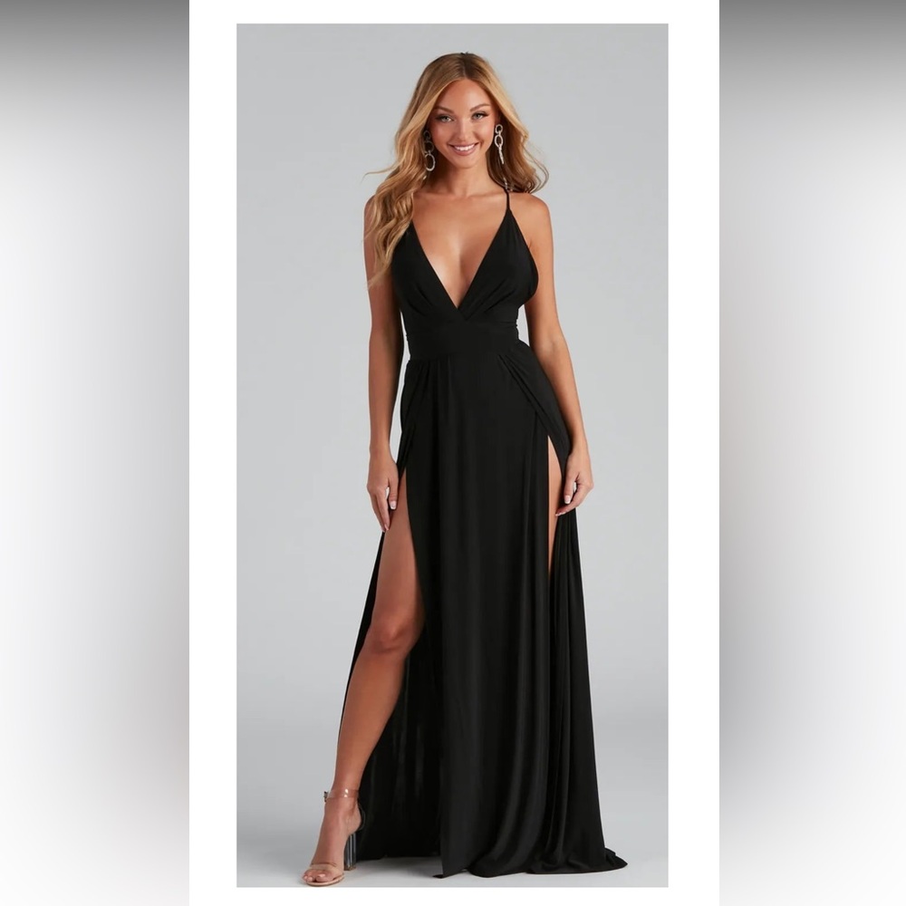 Windsor Brie Double Slit A-Line Formal Dress